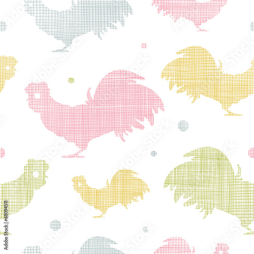 Abstract textile roosters seamless pattern background