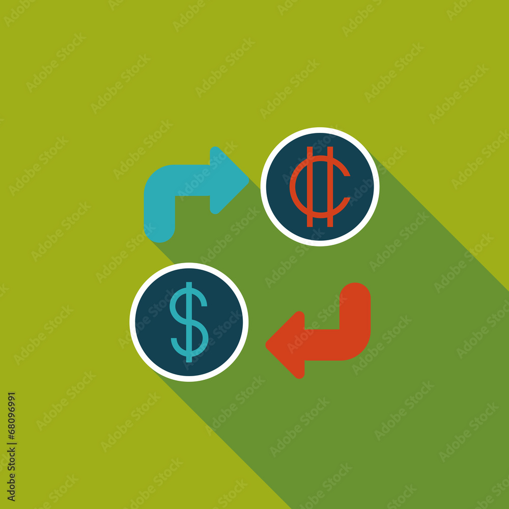 Currency exchange flat icon with long shadow Currency exchange flat icon with long shadow