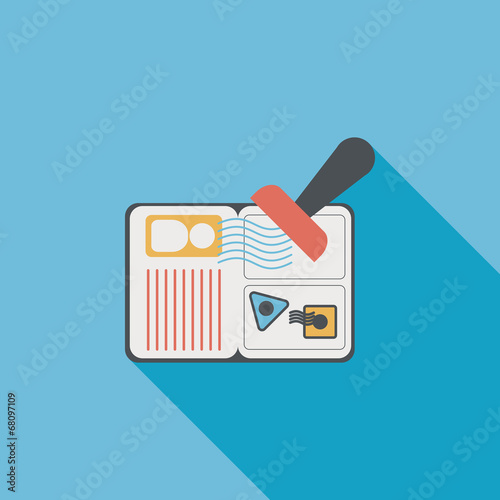 Passport icon, flat icon with long shadow