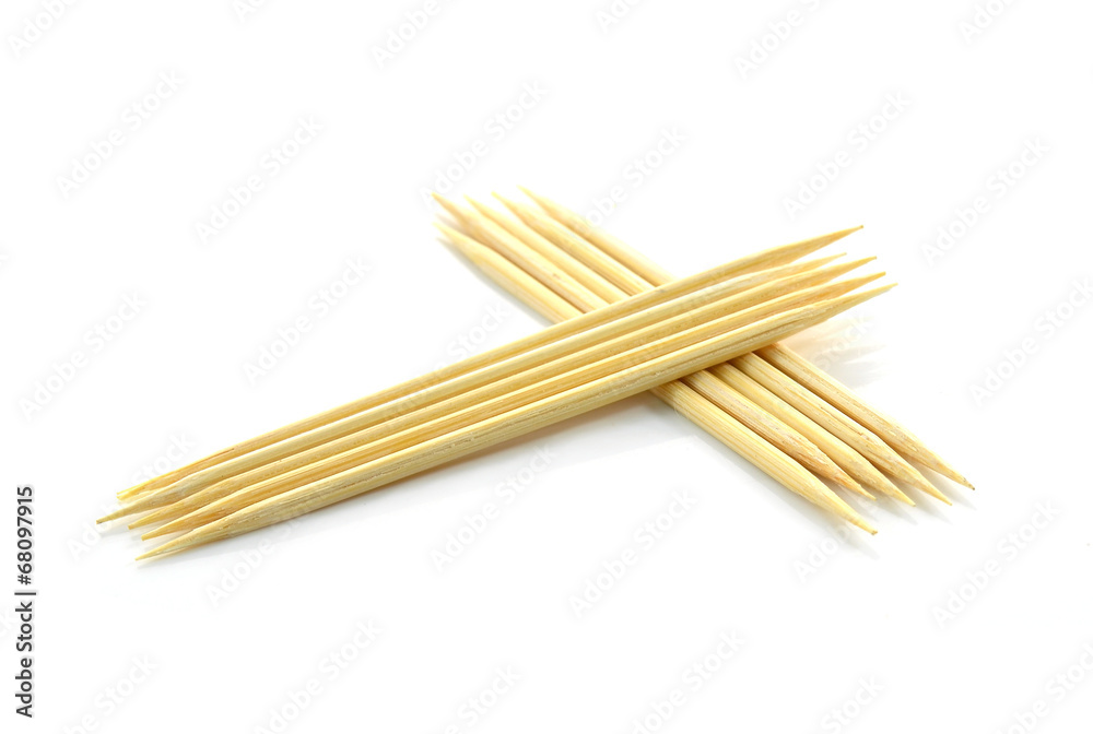 Bamboo toothpicks isolated on white background Bamboo toothpicks isolated on white background