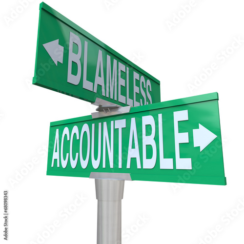 Accountable Vs Blameless Two Way Road Street Intersection Signs photo