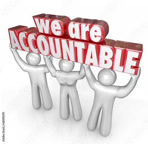 Schilderij op canvas We Are Accountable Team Lifting Words Taking Responsibility