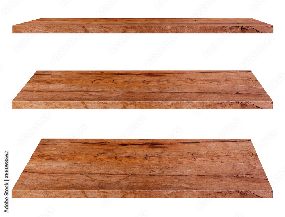 Wooden shelves isolated on white background Wooden shelves isolated on white background