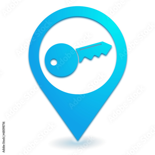 clé sur symbole localisation bleu