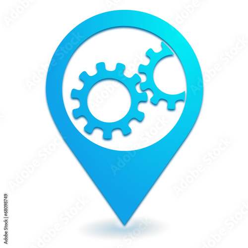 engrenage sur symbole localisation bleu