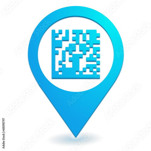 flash code sur symbole localisation bleu