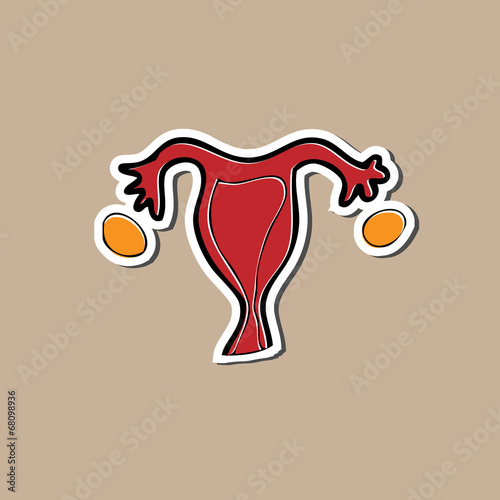 Ovary and uterus sticker drawing cartoon