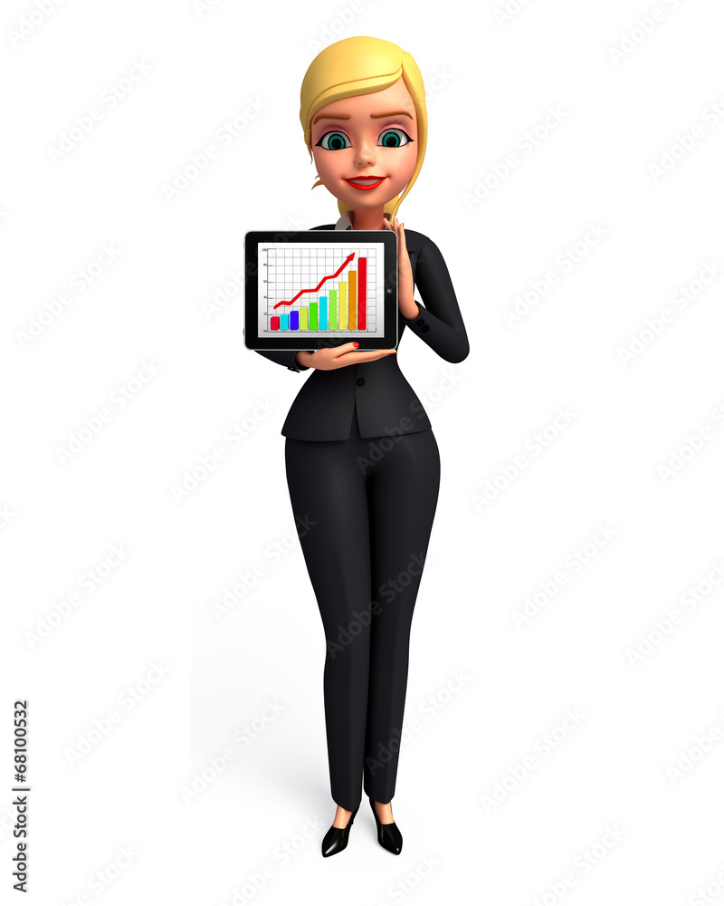 Young Business Woman with business graph Young Business Woman with business graph