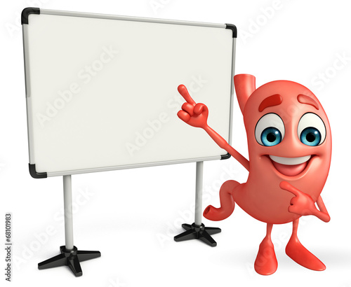 Cartoon Character of stomach with display board © pixdesign123