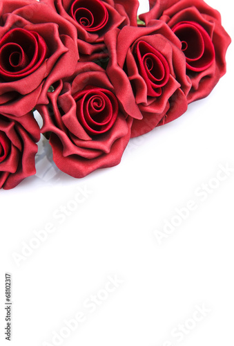l bouquet of red roses on a white background