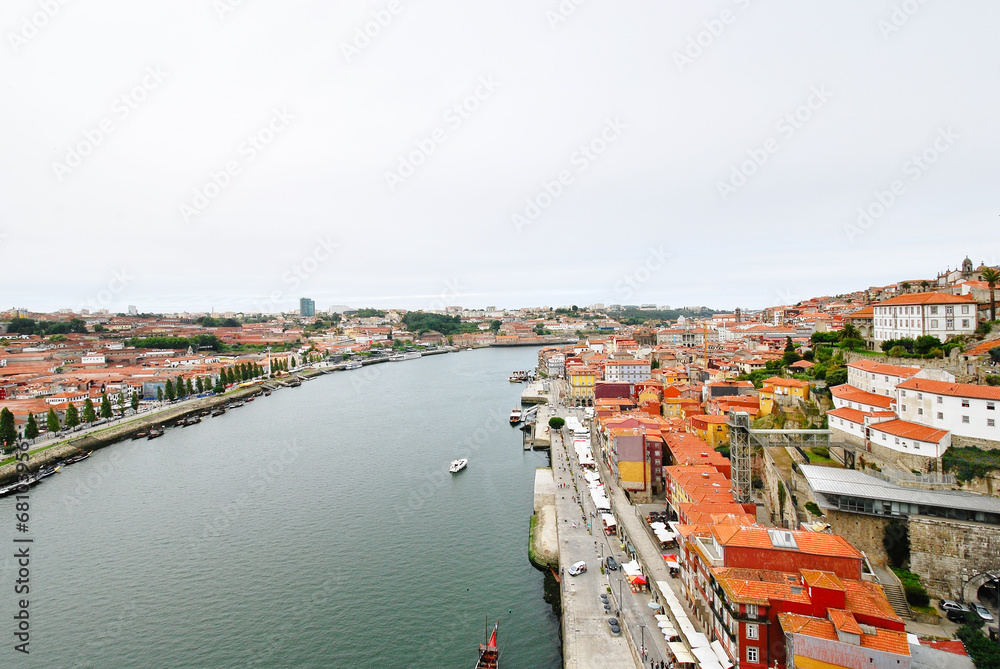 above view of Porto city and river Douro