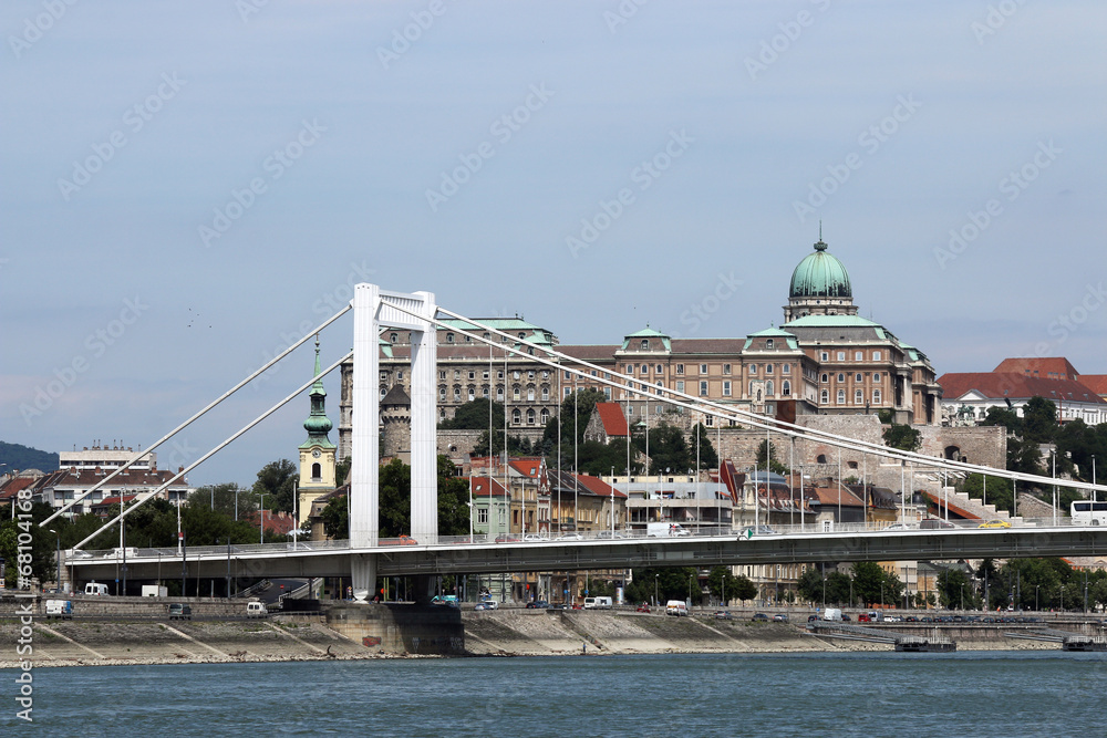 Elisabeth bridge on Danube river Budapest