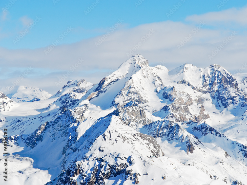 snow mountains in Paradiski skiing domain
