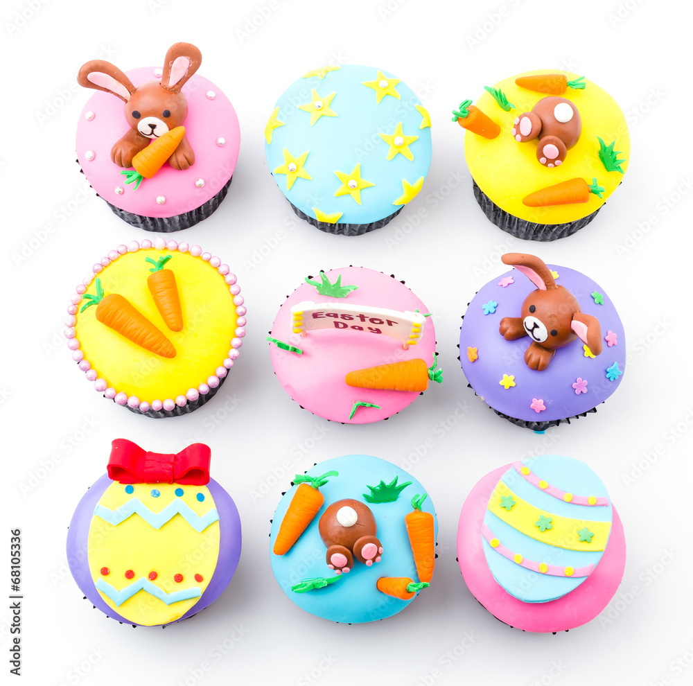 Easter cupcakes isolated white background Easter cupcakes isolated white background