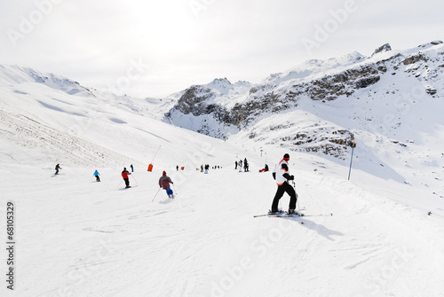 downhill skiing in Paradiski area, France