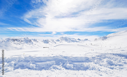 panorama of skiing area in Paradiski, France © vvoe