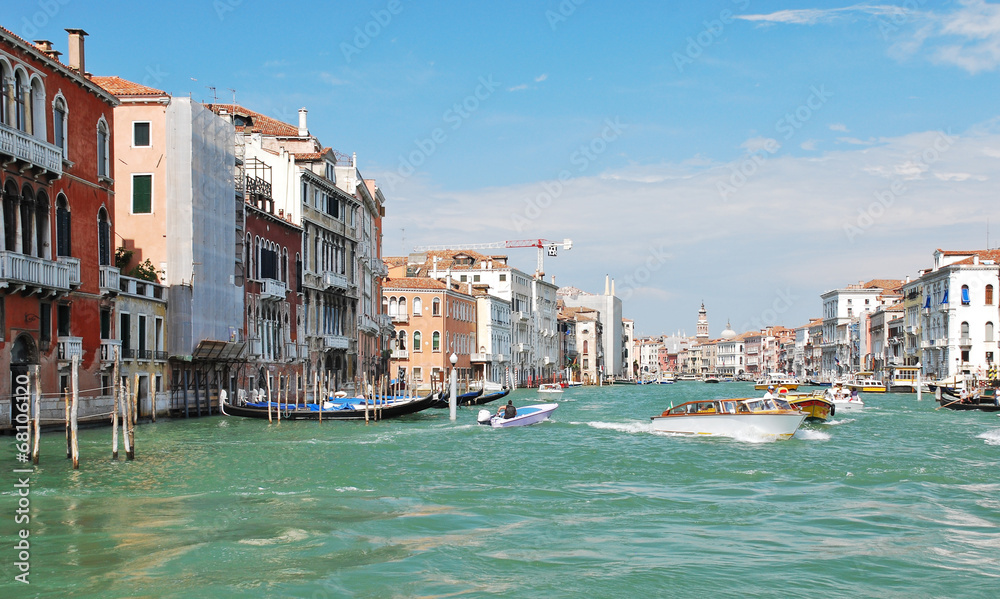 facades of houses along venetian grand canal,