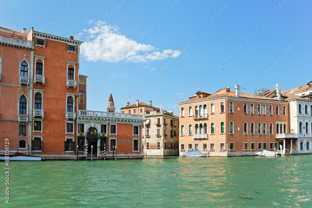 facades of houses along grand canal, Venice