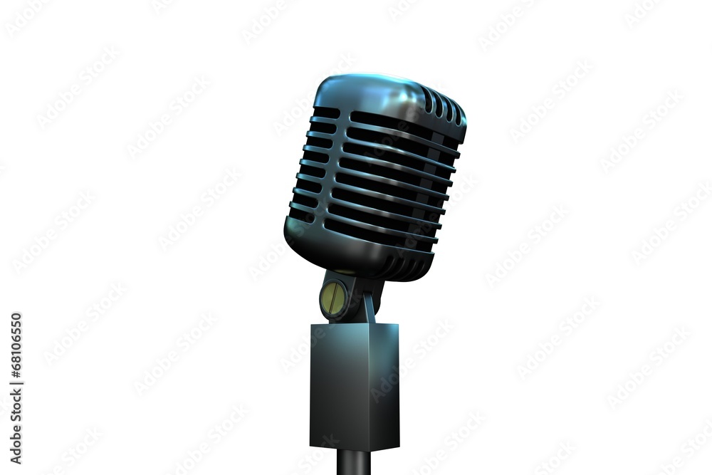 Fototapeta premium Digitally generated retro chrome microphone