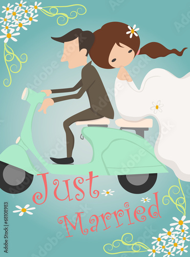 Just married wedding invitation card design
