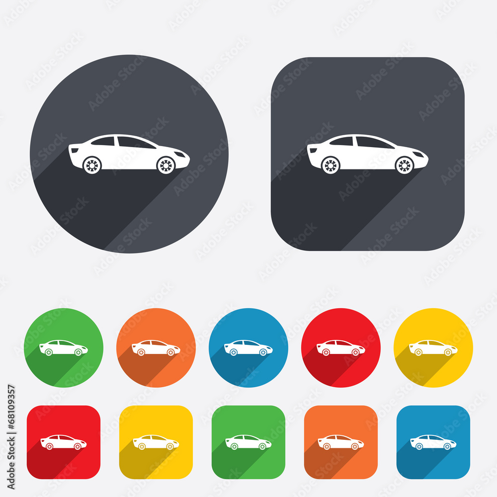 Car sign icon. Sedan saloon symbol. Car sign icon. Sedan saloon symbol.