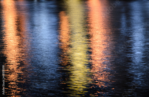 Colorful lights reflection on the water