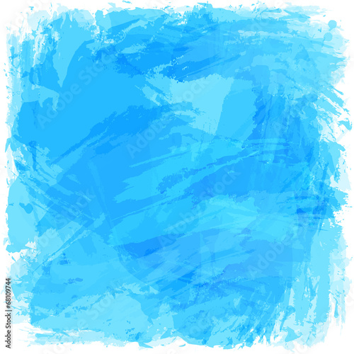Abstract blue brush strokes. Square vector artistic background.