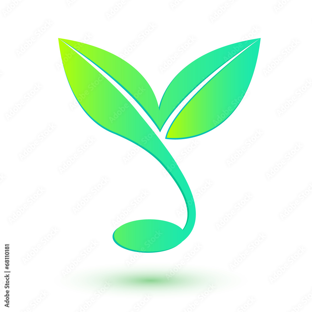Bio icon. Green natural design element. Abstract sprout with lea Bio icon. Green natural design element. Abstract sprout with lea