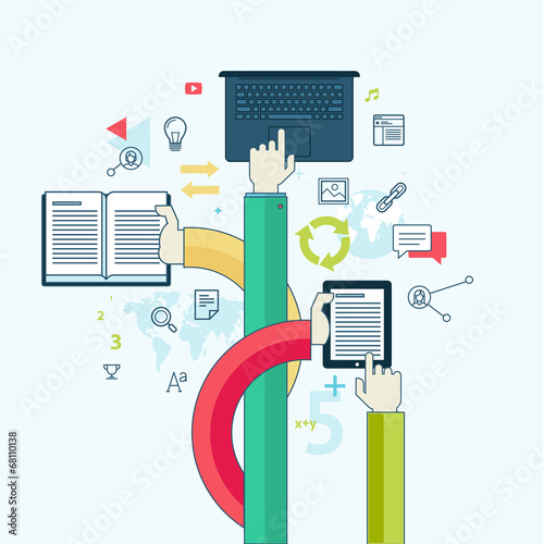 Flat line design concept for education