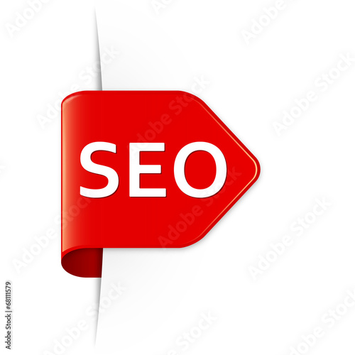 SEO - Roter Sticker Pfeil mit Schatten
