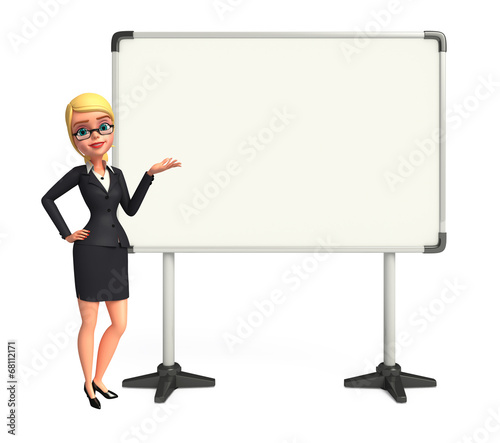 Young Business Woman with display board