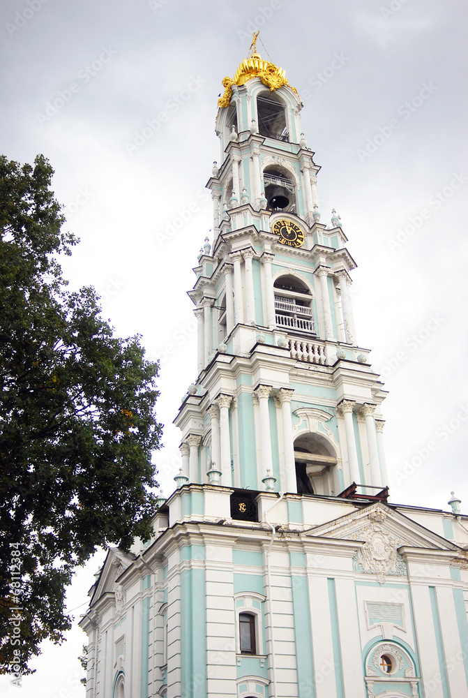 Bell-tower in Trinity Sergius Lavra. UNESCO heritage.