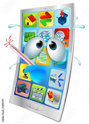 Broken phone virus cartoon