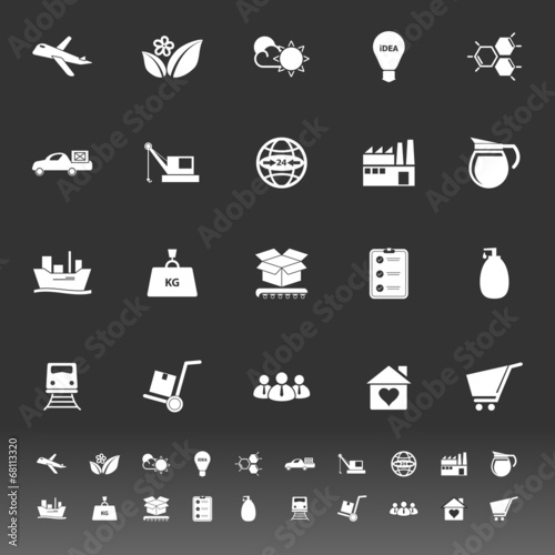 Supply chain and logistic icons on gray background