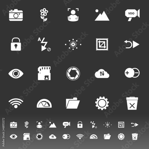 Photography sign icons on gray background
