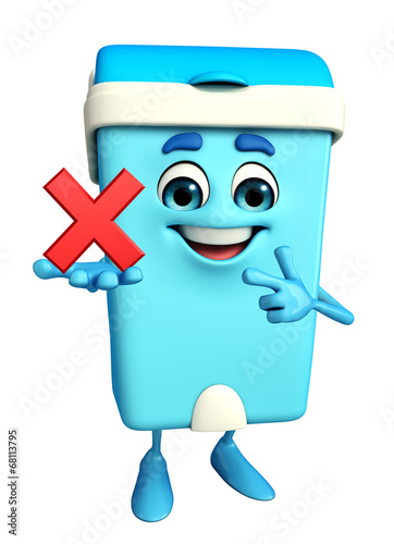 Dustbin Character with cross sign © pixdesign123
