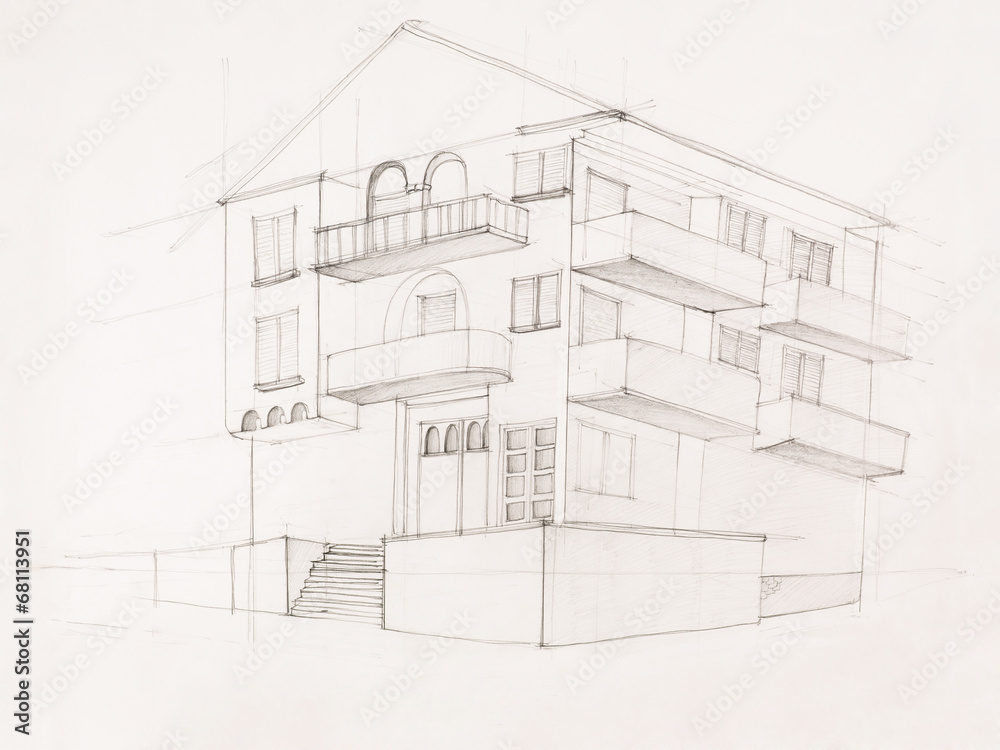 perspective view of modern house