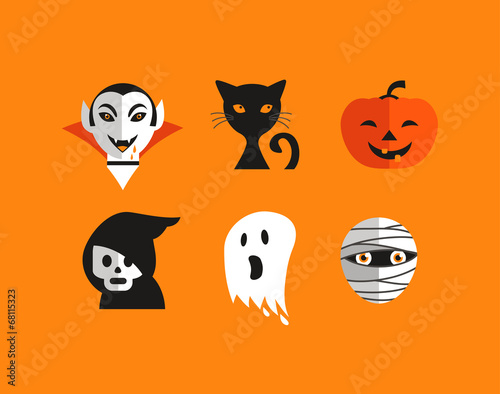 Halloween cute set of icons