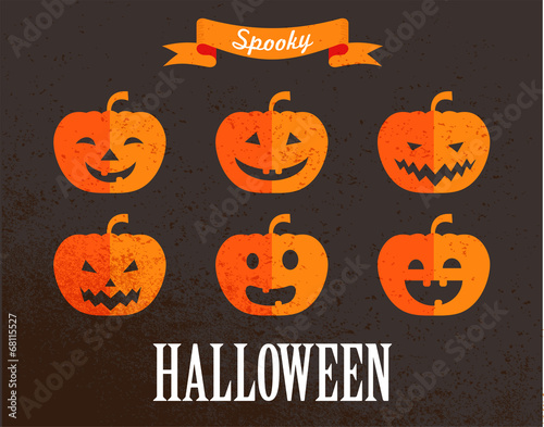 Halloween cute set of pumpkin icons