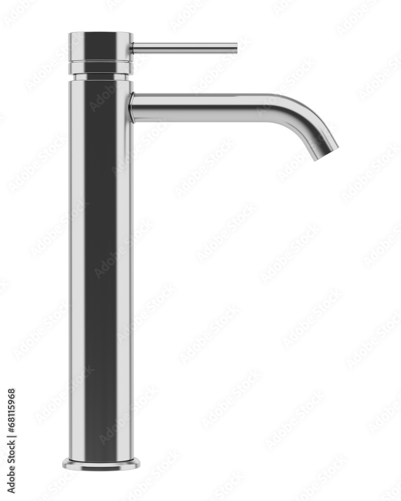 modern chrome faucet isolated on white background modern chrome faucet isolated on white background