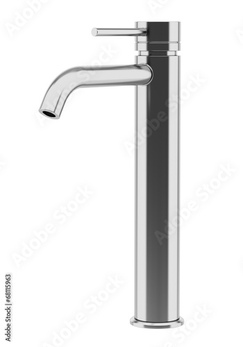 modern chrome faucet isolated on white background