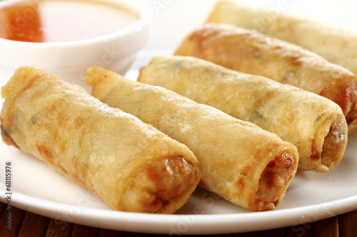 Fried Chinese traditional spring rolls