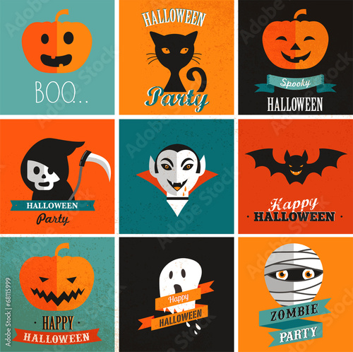 Halloween cute set of icons