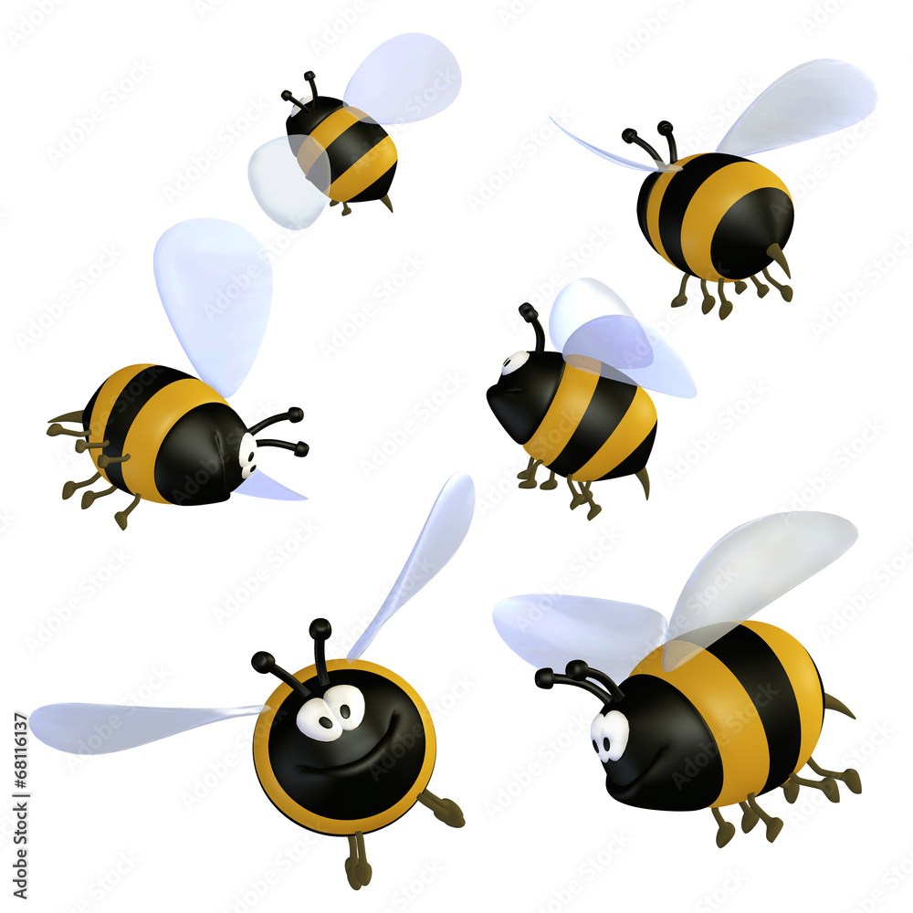Cartoon bees - obrazy, fototapety, plakaty 