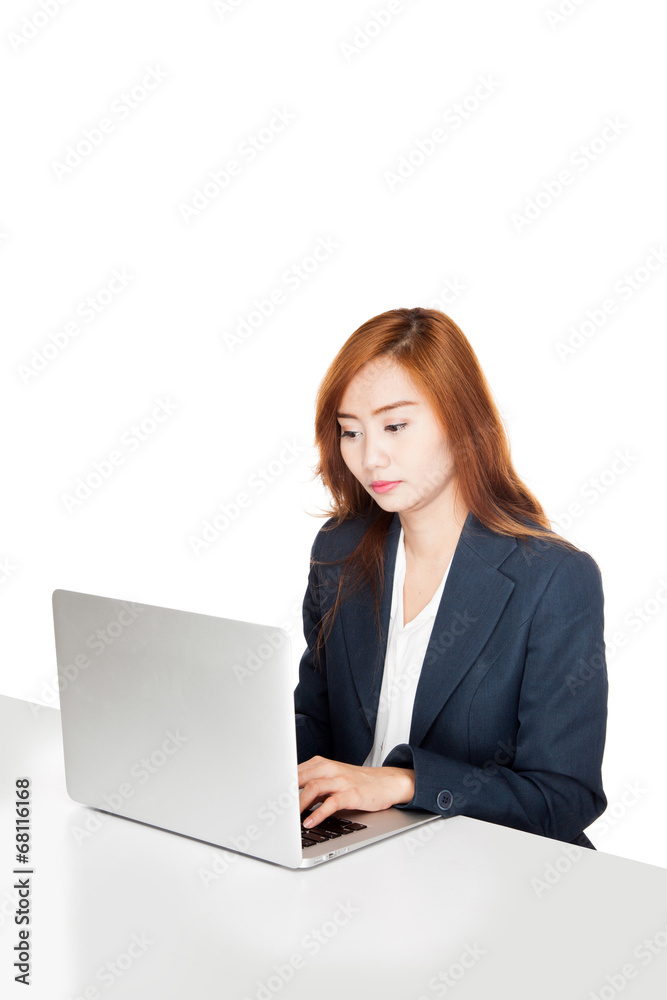 Asian office girl working on labtop Asian office girl working on labtop