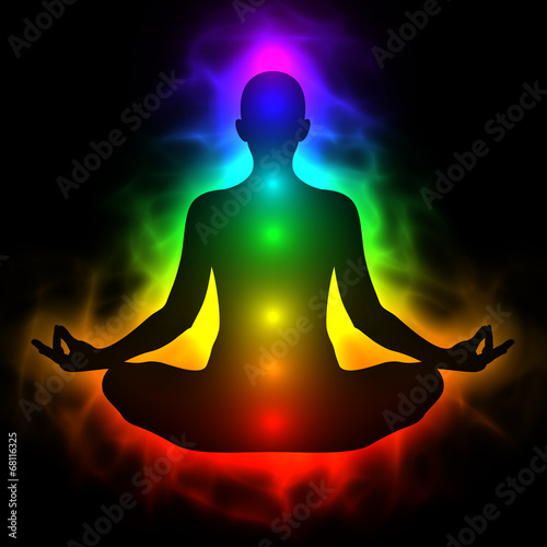 Fotografia Human energy body, aura, chakra in meditation