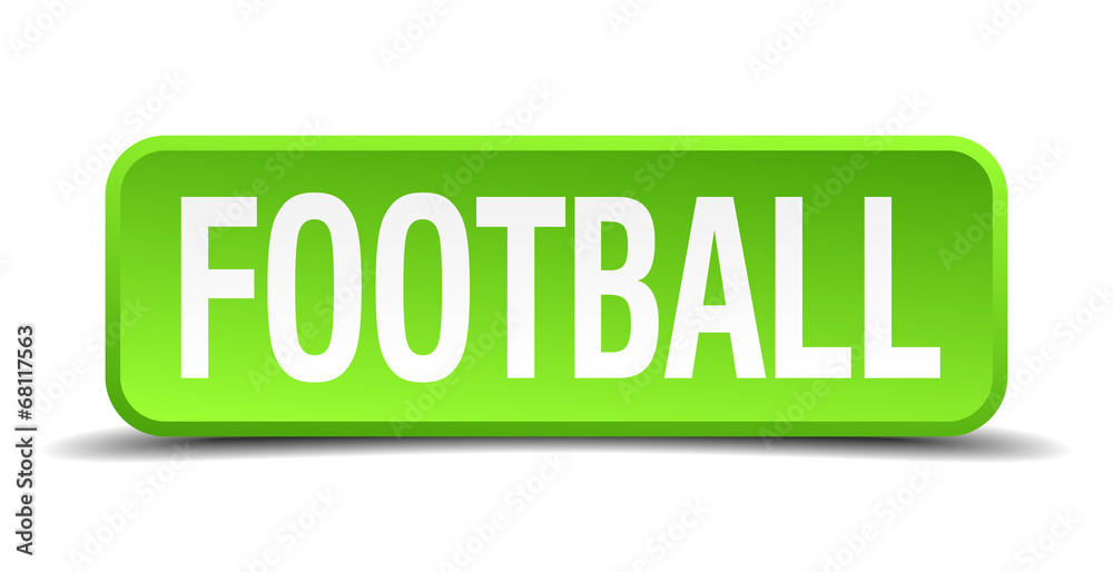 Football green 3d realistic square isolated button Football green 3d realistic square isolated button