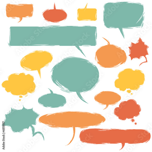 Valokuva Vector Set of Grunge Comics  Bubbles. Talk and Think
