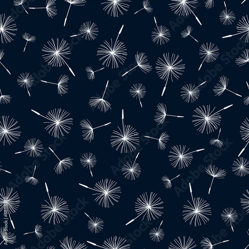 Seamless pattern with dandelion fluff
