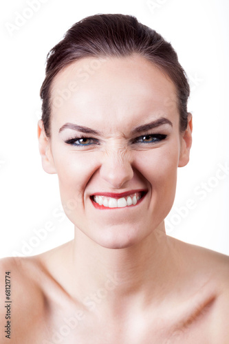 Happy woman making funny face